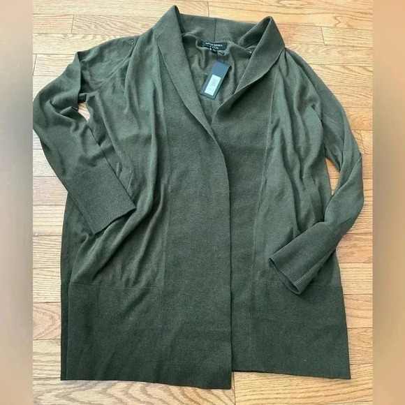 [XS]Banana  Republic Green Silk Cotton Blend Open Cardigan - Picture 1 of 9